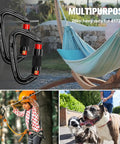Heavy Duty Auto Lock Carabiner Clips 28KN 6172Lbs Aluminum 4 Pack in hammock, climbing, and dog leash setup