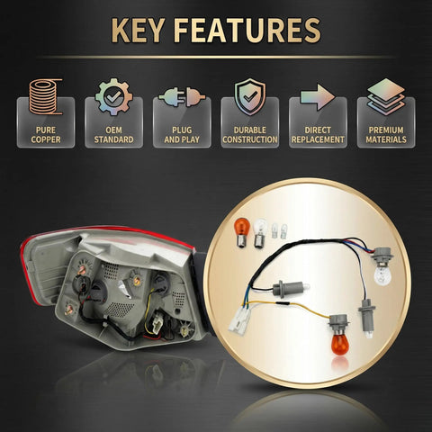 Key features of Tail Lamp Holder And Wiring Harness With Eight Halogen Bulbs For Hyundai Sonata 2011 2012 2013 2014