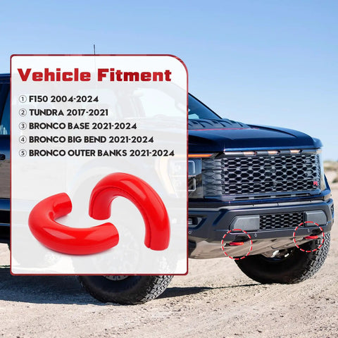 Front Tow Hook Silicone Covers 2Pcs Custom Fit For Ford F150 2004 To 2026 Bronco Base 2021 To 2026 Toyota Tundra 2017 To 2021
