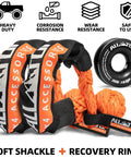 Beefed-Up Synthetic Soft Shackle And Recovery Ring Kit Two-Piece 1/2in By 22in Shackles With snatch pulley ring in view
