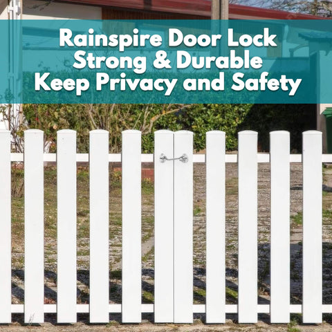Privacy Hook And Eye Latch For Barn Doors Two Pack Stainless Steel Gate And Cabinet Latch on white fence outdoors