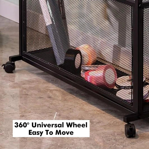 Heavy Duty Steel Mobile Cart And Fabric Roll Storage Rack For Textile Wallpaper Organizing With 200Kg Capacity And Slick Lockable Casters That Make Rolling No Stress, showing universal wheels.