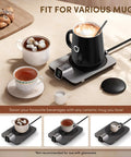 Smart Coffee Mug Warmer Set Keeps Your Brew Hot All Day With Real Time Temperature Readout, 15oz Ceramic Mug Lid, Spoon