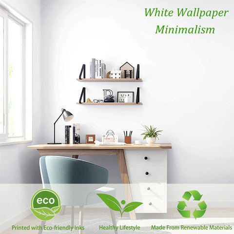 Ultra Long Peel And Stick Wallpaper Roll 393 X 17.7 Inches White Vinyl Waterproof Self Adhesive Wall Covering For Kitchen Cabinets And Furniture Easy Install Removable, on a minimalist office wall.