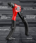 Manual Pop Rivet Gun Kit With 200 Aluminum Rivets In Four Sizes And Four Drill Bits For Easy Installation showing ergonomic handle and durable body.