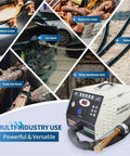 Rock Solid Nh35 15Kw High Frequency Induction Heater Machine For Quick Draw Bolt Bearing Gear Warming And No Sweat Auto Shop Metal Heating On Standard 230V 15A Circuit Power with various rusty metal objects.