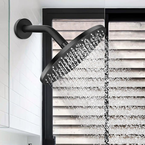 Solid Brass 8 Inch Matte Black Shower Arm With Flange Replacement Anti Leak Ceiling Wall Mounted Bend Durable Metal