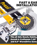 Heavy Duty 12 Inch Beam Cutter Attachment For Circular Saws Quick Drop In Mount For Worm Drive Tools on a circular saw.