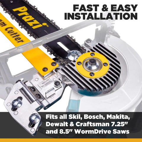 Heavy Duty 12 Inch Beam Cutter Attachment For Circular Saws Quick Drop In Mount For Worm Drive Tools on a circular saw.