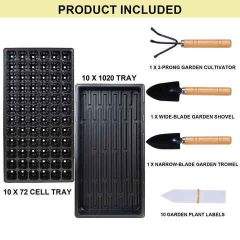 20 Pack Seed Starter Tray Set With 10 1020 Trays And 10 72 Cell Plug Trays Thick Durable Plastic Propagation Trays For Seedlings Microgreens Fodder Plants Garden Nursery Kit With Labels And Tools