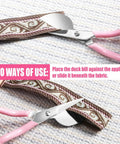 7 Inch Duckbill Shears For Carpet Pile Napping Duckbill Applique Scissors With Curved Offset Handle showing two ways to use