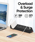 8 In 1 Desk Clamp Power Strip With USB-C PD 20W Fast Charging, Plug And Play, 2 USB-C, 2 USB-A, 4 AC Outlets, flat plug, 6 ft cord