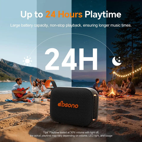 Waterproof Bluetooth Speaker IPX5 With Beast Bass And 24 Hour Playtime True Wireless Stereo Pairing Built In Lights in outdoor camp scene