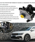 Water Pump Thermostat Housing Assembly 06L121011B Replacement Fits Audi A3 A4 A5 S3 TT and VW Golf Beetle Passat 1.8T 2.0T part displayed