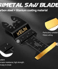 KELIN 16pc titanium oscillating tool blades kit with black holder and gold cutting teeth