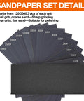 Wet And Dry Sandpaper Set With 42 Sheets From 120 To 3000 Grit Includes Sanding Block Pro Grade Finish For Wood Metal Automotive
