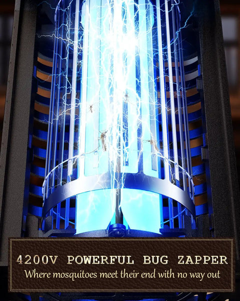 Dual LED Bug Zapper Outdoor 15W Mosquito Zapper 4200V Electric Fly Trap Western Theme close-up of electric grid