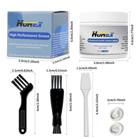 White Lithium Grease 50ml Go-To Multi Purpose Lubricant For Cars And Trailers Doors Hinges Seat Slides Sunroofs Window Tracks Marine Garage And Machinery Rust Protection Extreme Pressure Temperature Resistant From -20C To 120C with container, brushes, scraper and finger cots