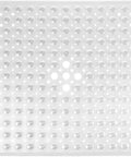 Total Bath Upgrade Slick Non Slip Shower Mat With Rock Solid Suction Cups And Quick Drain Holes For Fast Drying Soft Machine Washable Bathroom Floor Rug Clear Square Design.