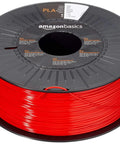 Top Shelf PLA 3D Printer Filament At 1.75mm, Five Pack Assorted Colors, One KG Per Spool, Red filament on spool.