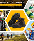 Waterproof Steel Toe Boots For Men Built To Last Tough As Nails Comfortable 6 Inch Safety Work Boots With Indestructible Toe Lightweight Non Slip Puncture Resistant Industrial Construction Boot Brown Size 12 in multiple work scenarios.