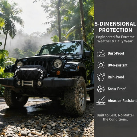 Suaetiai Waterproof Winch Cover Fits 2500-5500 Lb Electric Winches Durable Oxfbr Cloth UV Resistant on off-road vehicle.