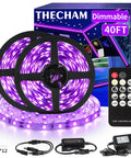 40Ft Black Light Strip With Remote, 720 LED Beads, 12V Flexible Glow Party Lighting, coiled with accessories and packaging