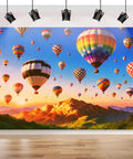 7x5ft Hot Air Balloon Backdrop With Colorful Rainbow Sky And Mountain Scene For Birthday Parties Welcome Events Travel Theme Photo Props And Nature Landscape Photography Background