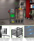 Wheeled Garden Tool Organizer With 3 Tier Rack And Extra Storage Basket For Garage Shed Basement Large Capacity Yard Tool Holder