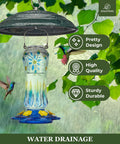 Heavy Duty Metal Weather Shield Dome For Outdoor Bird Feeders, Hanging Squirrel Baffle Rain Guard in use over glass feeder.