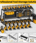 Heavy Duty Power Tool Organizer Wall Mount With 7 Drill Slots And Screwdriver Holder, Cordless Drill Hanger Storage Rack for garage organization and workshop