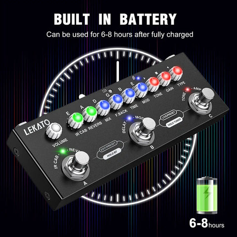 Multi Effects Guitar Pedal With Nine Amp Models And Eight IR Cabinets Dope Delays Reverb built-in battery image