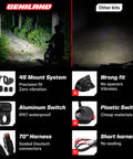 Comparison image showing features of Dirt Bike Light Bar Kit Plug And Play Seven Eighths Inch Handlebar Battery Powered Headlight Universal Fit For CRF110 KLX110 KLX140 TTR110 Raptor 110 DRZ400 And More versus other kits with benefits listed.