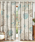 Nautical Theme Window Curtains Two Panels 42x63 Inches Each Blackout Insulating Drapes with coastal design in living room