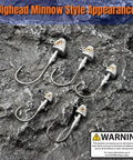 3D Eyes Bass Jig Heads For Fishin And Angling, 15 Pieces Of Finesse Swimbait Jigs With Cone Bait Keeper on rocky background
