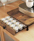 Compact Coffee Pod Drawer Holder With 35 Capsule Capacity For K Cup Storage And Sliding Mesh Basket Organizer rustic brown