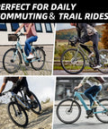 Cyclists using mountain bikes with Alloy Mechanical Disc Brake Kit for daily commuting and trail rides.