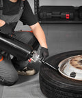 Technician using Portable Tire Bead Seater And Air Bead Blaster On The Go, 2.1 Gal Tank, Handheld Inflator Tool With 87-116 PSI