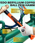 Beryllium copper ball pein hammer from 36 Piece Non Sparking Tool Set for Pro Grade Jobs with WEDO branding in use