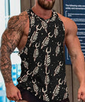 Muscular man wearing United States Flag Workout Tank Top For Men Lightweight Sleeveless Muscle Shirt in gym setting.