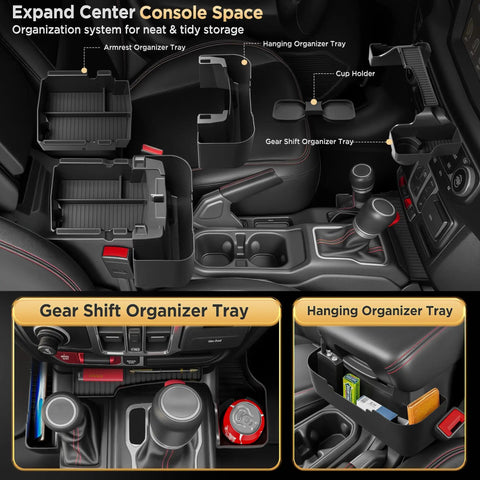 Center Console Organizer Tray for Jeep Wrangler JL JLU 4XE 2018 2026 and Gladiator JT 2020 2026 in car interior