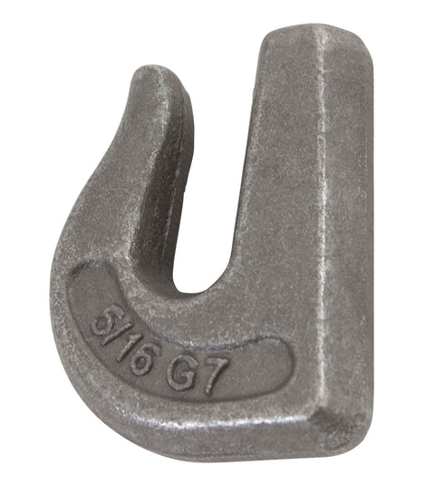 Close-up of G70 Weld On Chain Grab Hooks Set, 10 Pack, Five Sixteen Inch, 6600 LBS WLL, forged steel hook for trucks and trailers