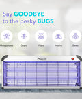 40W Double Bulb Indoor Bug Zapper With Wide Coverage And Powerful UV Light For Mosquitoes Moths Flies Gnats Killer Replaceable Bulbs Protective Mesh For Home Use showing front view.