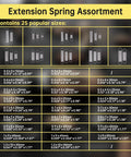 100-piece stainless steel extension spring assortment kit with 25 sizes in 25 bags