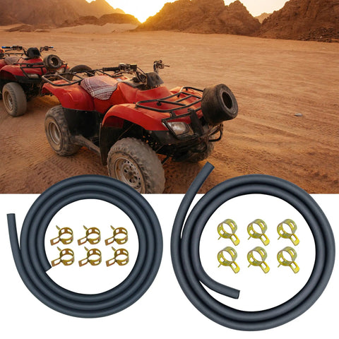 Gas Fuel Line Set With Three Sixteenth Inch And One Quarter Inch Rubber Tubes And Twelve Clamps, 3.3 Feet Per Line, on ATV