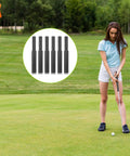 Golf player putting with inset of Six Piece Golf Club Shaft Extender Rods Set for Steel Graphite and Carbon Fiber Shafts