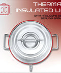 Heavy Duty Stainless Steel Insulated Double Wall Stock Pot Keeps Grub Bangin Hot Or Bone Chill Long For Catering Duties And Backyard Boils With A Massive Forty Quarts with thermal insulated lid.