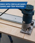 Heavy Duty Straight Edge Guide XL 98 Inch Circular Saw Rail with router on wood, ideal for DIY cuts.