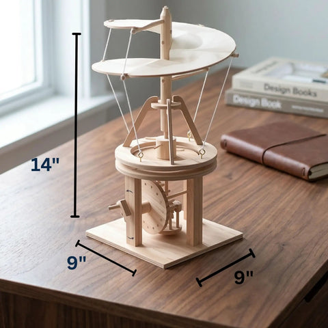 Hands On Leonardo Da Vinci Helicopter Model Kit For STEM Learners Aerial Screw Project Fun Physics Toys Engineering Challenge 60 Minute Build Learning Resources History Of Flight, 14 x 9 x 9 in wooden model