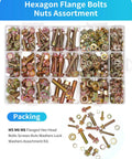 All Purpose Grade Eight Point Eight Flange Bolts And Nuts Set M5 M6 M8 With Yellow Zinc Plating 12 To 30mm Lengths in assorted box